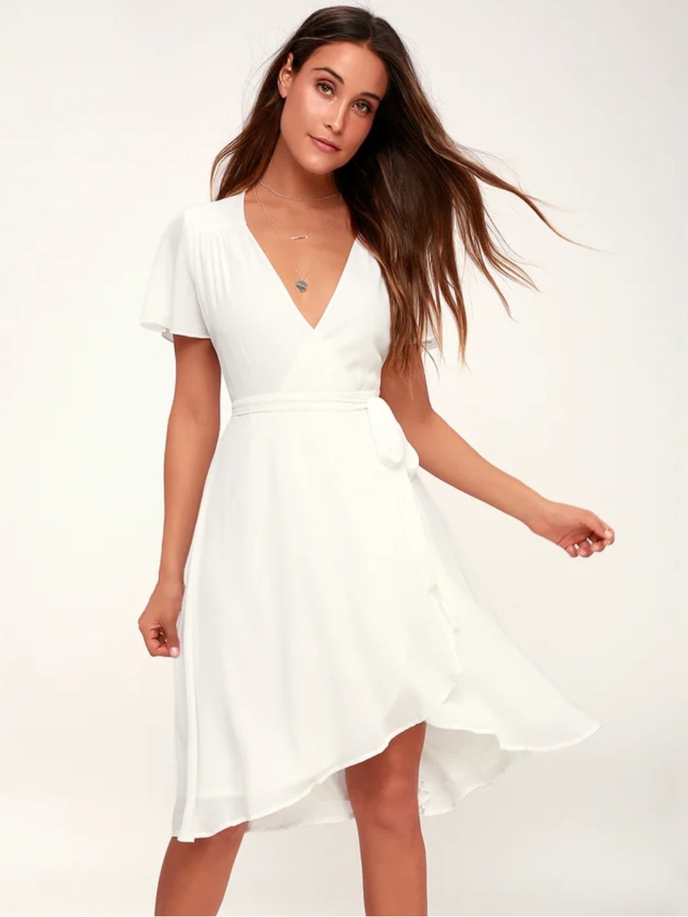 Lulu's White Midi Wrap Dress | Size Large | ‘Rise To The Occasion’ Party Dress